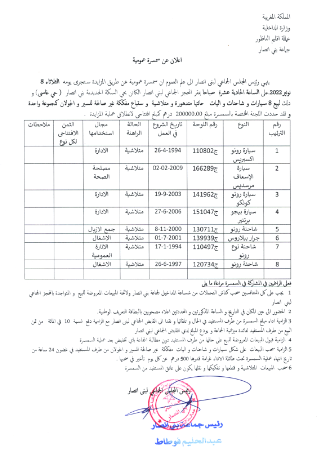 اعلان عن سمسرة عمومية